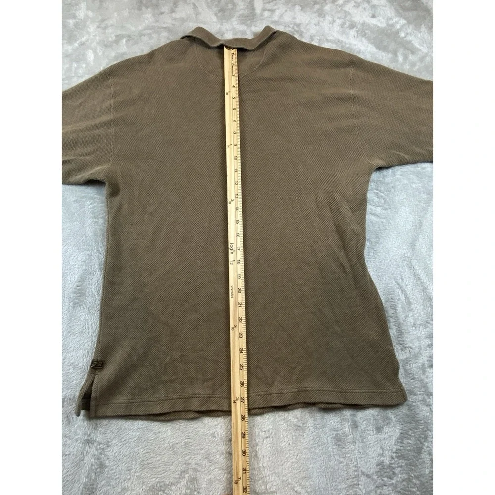 Tommy Bahama Polo Shirt Mens Large Brown Golf 70% silk 30% Cotton‎ Pique Knit